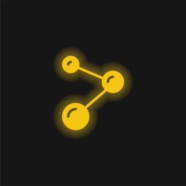 Atomlar sarı parlayan neon simgesi