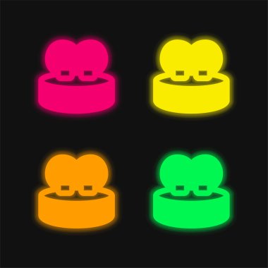 Yatak dört renk parlayan neon vektör simgesi