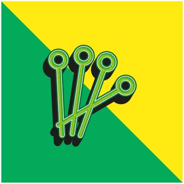 Acupunture Needles Yeşil ve sarı 3D vektör simgesi logosu