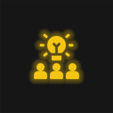 Beyin fırtınası yapan sarı parlak neon simgesi