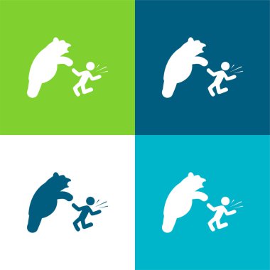 Bear Attacking Flat four color minimal icon set clipart