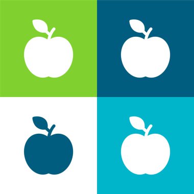 Yaprak Düz Dört Renkli Elma Simgesi