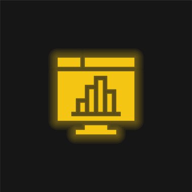 Çubuk Grafik sarı parlak neon simgesi