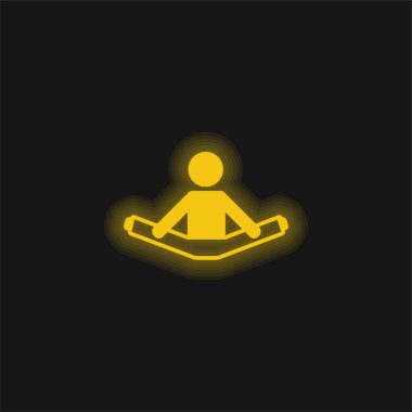 Oturan Çocuk İki Bacağı Geren Sarı Parlak Neon ikonu