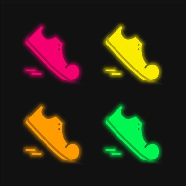 Agility four color glowing neon vector icon clipart