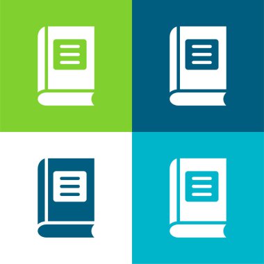 Kitap Düz 4 renk minimal simgesi seti