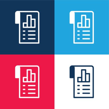 Analiz mavi ve kırmızı dört renk minimal simgesi kümesi