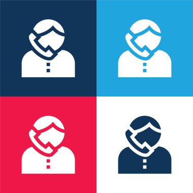 Oğlan mavi ve kırmızı dört renk minimal simge kümesi