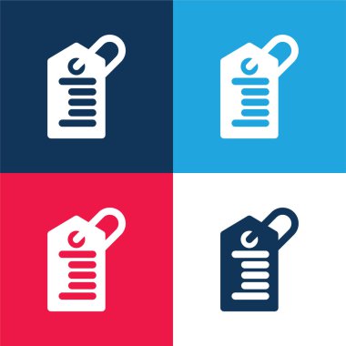 Barkod Etiketi mavi ve kırmızı En düşük simge kümesi