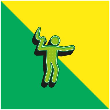 Bumerang Yeşil ve Sarı 3D vektör simgesi logosu