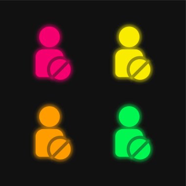Dört renk parlayan neon vektör simgesini yasakla