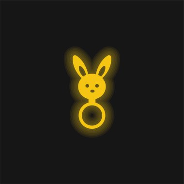 Tavşan Kafalı Bebek Çıngırağı Sarı parlak neon ikonu