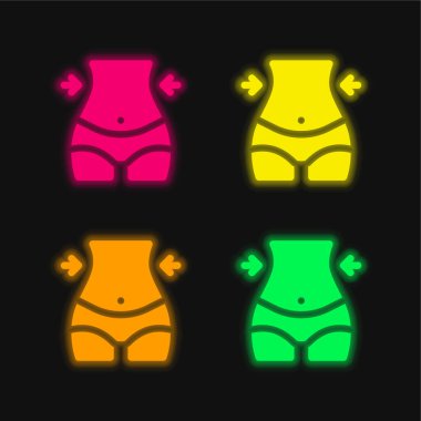 Vücut dört renk parlayan neon vektör simgesi