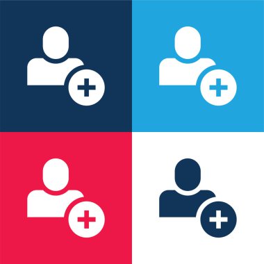 Kullanıcı mavi ve kırmızı dört renk minimal simgesi seti ekle