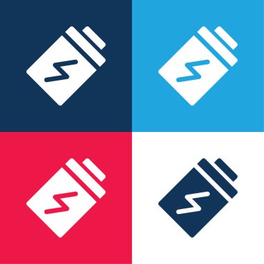 Pil mavi ve kırmızı dört renk minimal simge kümesi