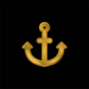 Çapa altın kaplama metalik simge veya logo vektörü