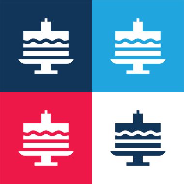 Doğum günü pastası mavi ve kırmızı en az dört renk simgesi