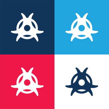 Biyolojik tehlike mavi ve kırmızı dört renk minimal simgesi