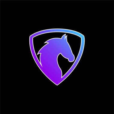Black Horse Head In A Shield blue gradient vector icon clipart