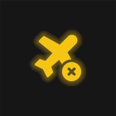 Hava düzlemi sarı parlak neon simgesi