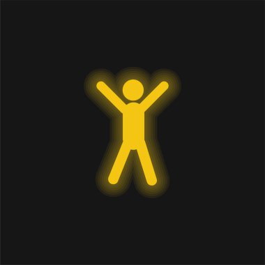 Kollar yukarı sarı parlak neon simgesi