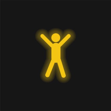 Arms Up yellow glowing neon icon clipart