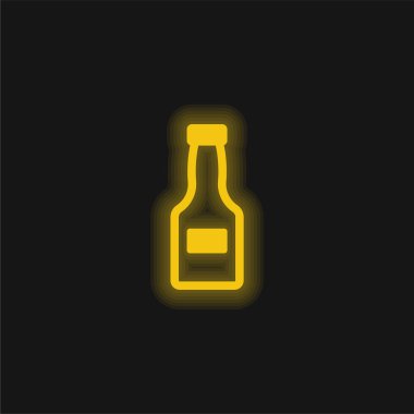Şişe kapalı sarı parlak neon simgesi