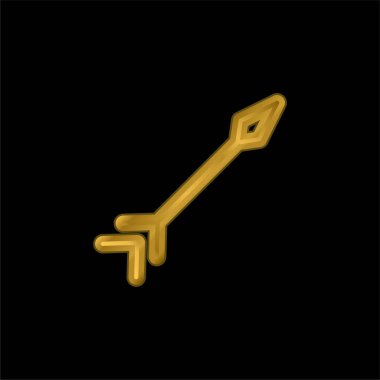 Ok altın kaplamalı metalik simge veya logo vektörü