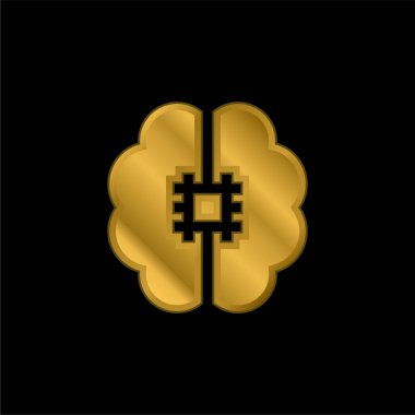 Yapay zeka altın kaplama metalik simge veya logo vektörü
