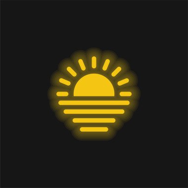 Plaj Günbatımı Sarı parlak neon simgesi