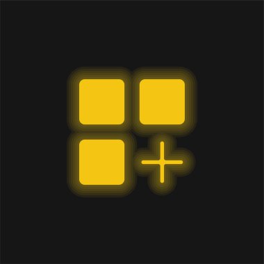 Add yellow glowing neon icon clipart