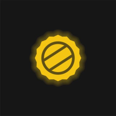 Bira kapağı sarı parlak neon simgesi
