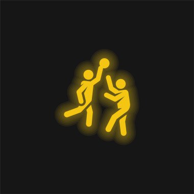 Basketbol sarı parlak neon simgesi