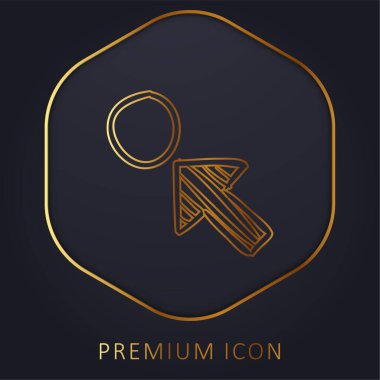 Bir Çember Çizimi Oku Altın Çizgi prim logosu veya simgesi