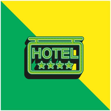 4 Stars Otel Sinyali Yeşil ve Sarı 3D vektör simgesi