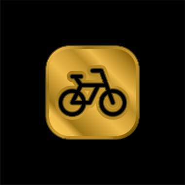 Bicycle gold plated metalic icon or logo vector clipart