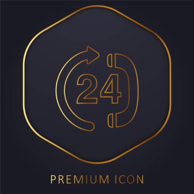 24 Hour Calling Service Center golden line premium logo or icon clipart