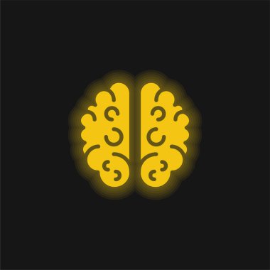 Beyin sarısı parlak neon simgesi