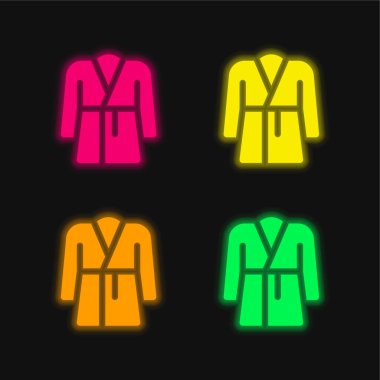 Bornoz dört renk parlayan neon vektör simgesi