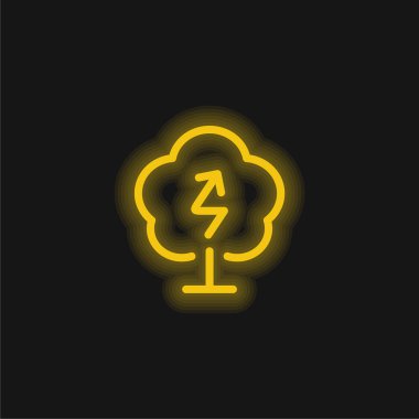 Bio Energy yellow glowing neon icon clipart