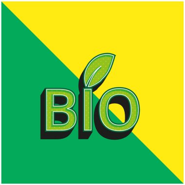 Biyo Enerji Sembolü Yeşil ve Sarı 3D vektör simgesi logosu