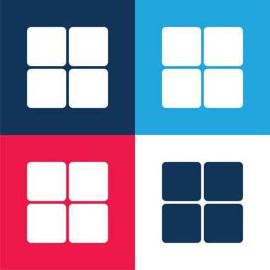 4 Yuvarlak Kareler mavi ve kırmızı En az dört renk simgesi