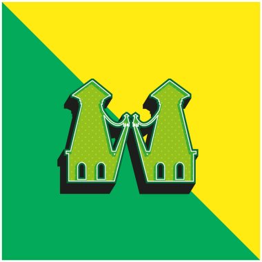 Antioquia Köprüsü Silueti, Kolombiya Ülke Anıtı Yeşil ve Sarı 3D vektör logosu