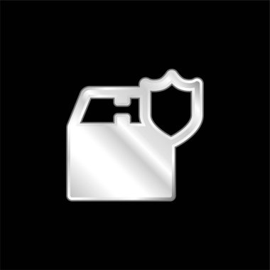 Kutu gümüş kaplama metalik simge