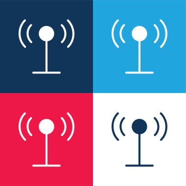 Antenna blue and red four color minimal icon set clipart
