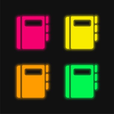 Gündem Defteri 4 renkli parlak neon vektör simgesi