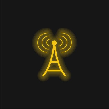 Antenna yellow glowing neon icon clipart
