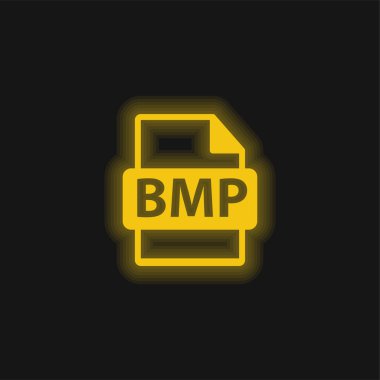 BMP File Format Symbol yellow glowing neon icon clipart