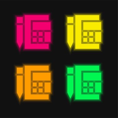 Parlayan dört renk neon vektör simgesi hesaplanıyor