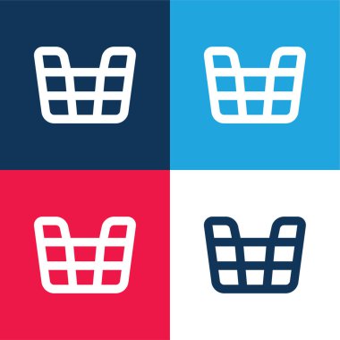 Sepet mavi ve kırmızı dört renk minimal simge kümesi